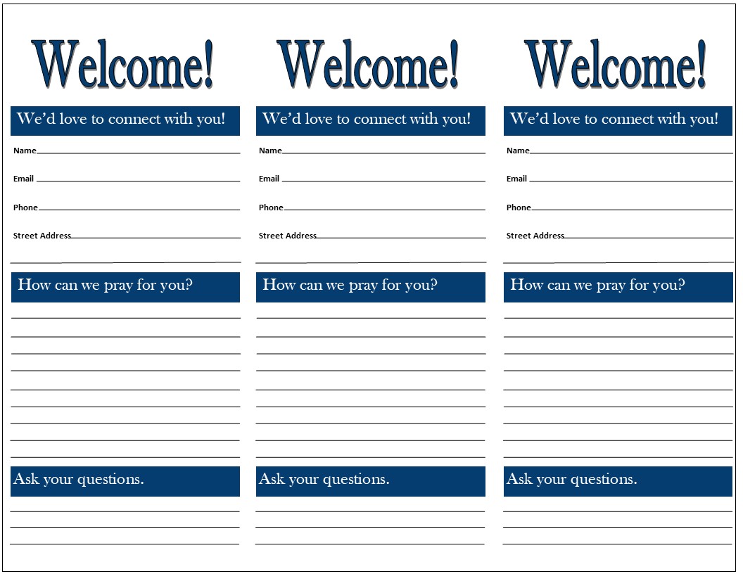 Printable Church Visitor Card Template